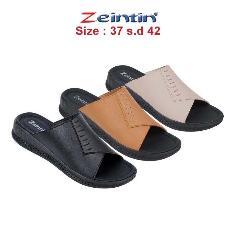 Zeintin - Sandal wanita wedges sandal selop kasual cewek kulit sintetis sandal kekinian tinggi hak 3