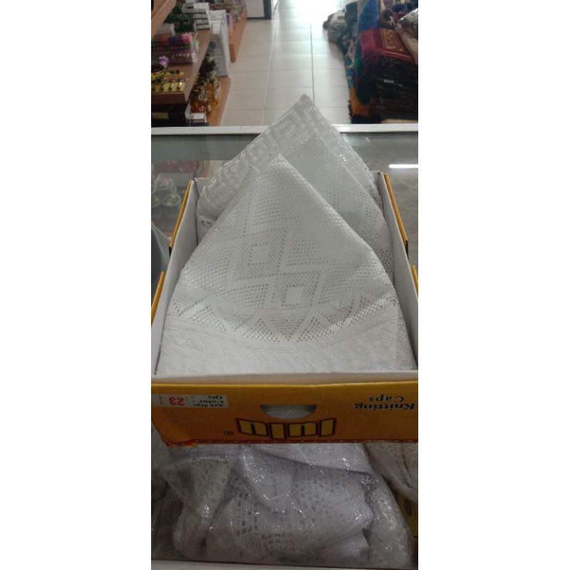 KUPIAH / PECI HAJIR MARAWIS 3 JARI PENANG PUTIH& BENANG SILVER