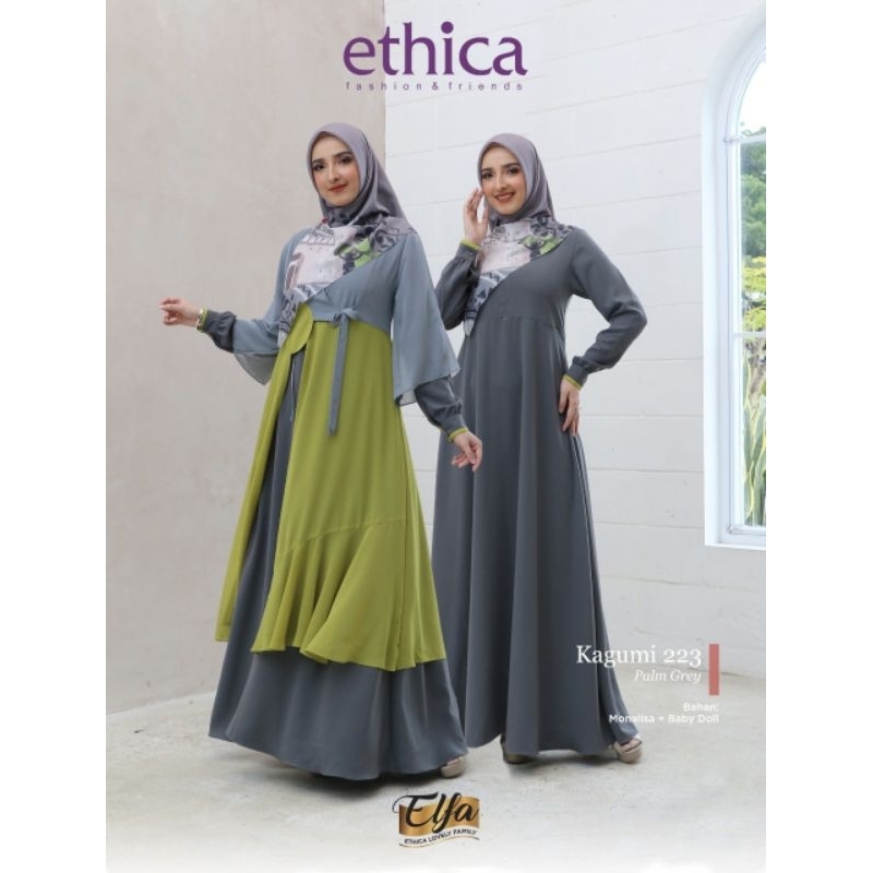 Gamis Ethica Kagumi 223 Palm Grey/Ethica Gamis Sarimbit Palm Grey/Kagumi Ethica Palm Grey/Ethica Elf