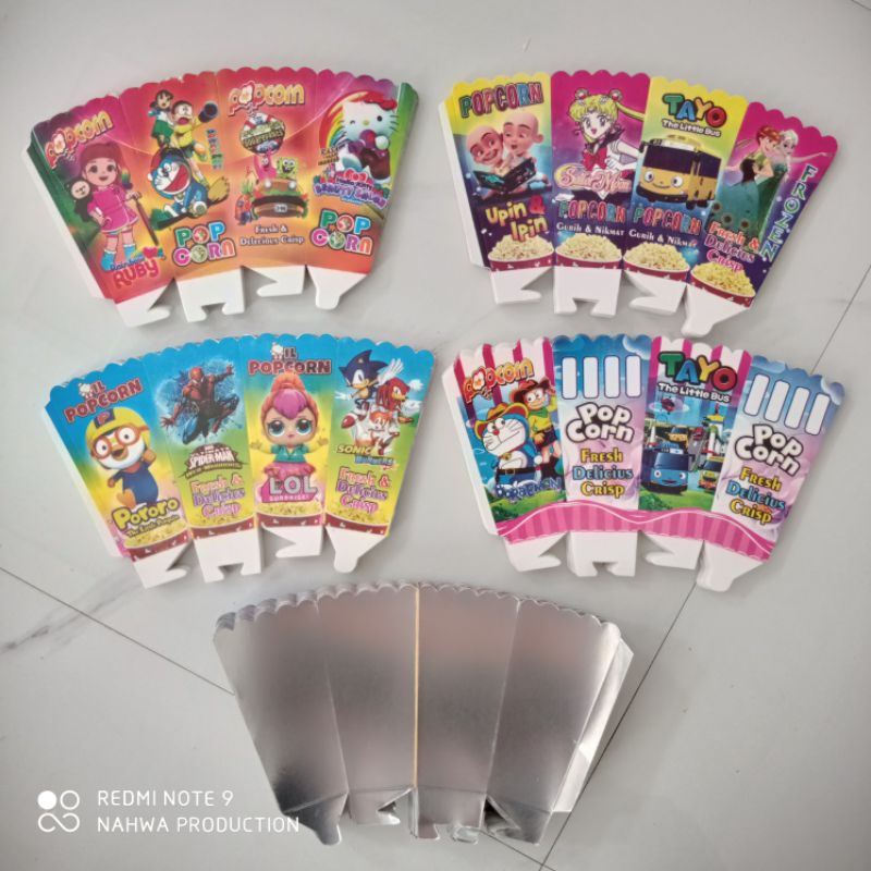 

100 Lembar Kertas Pop Corn 6x12 ivory Foil / Perak / Bungkus Pop Corn 6x12 / Wadah Pop Corn / Box Pop Corn