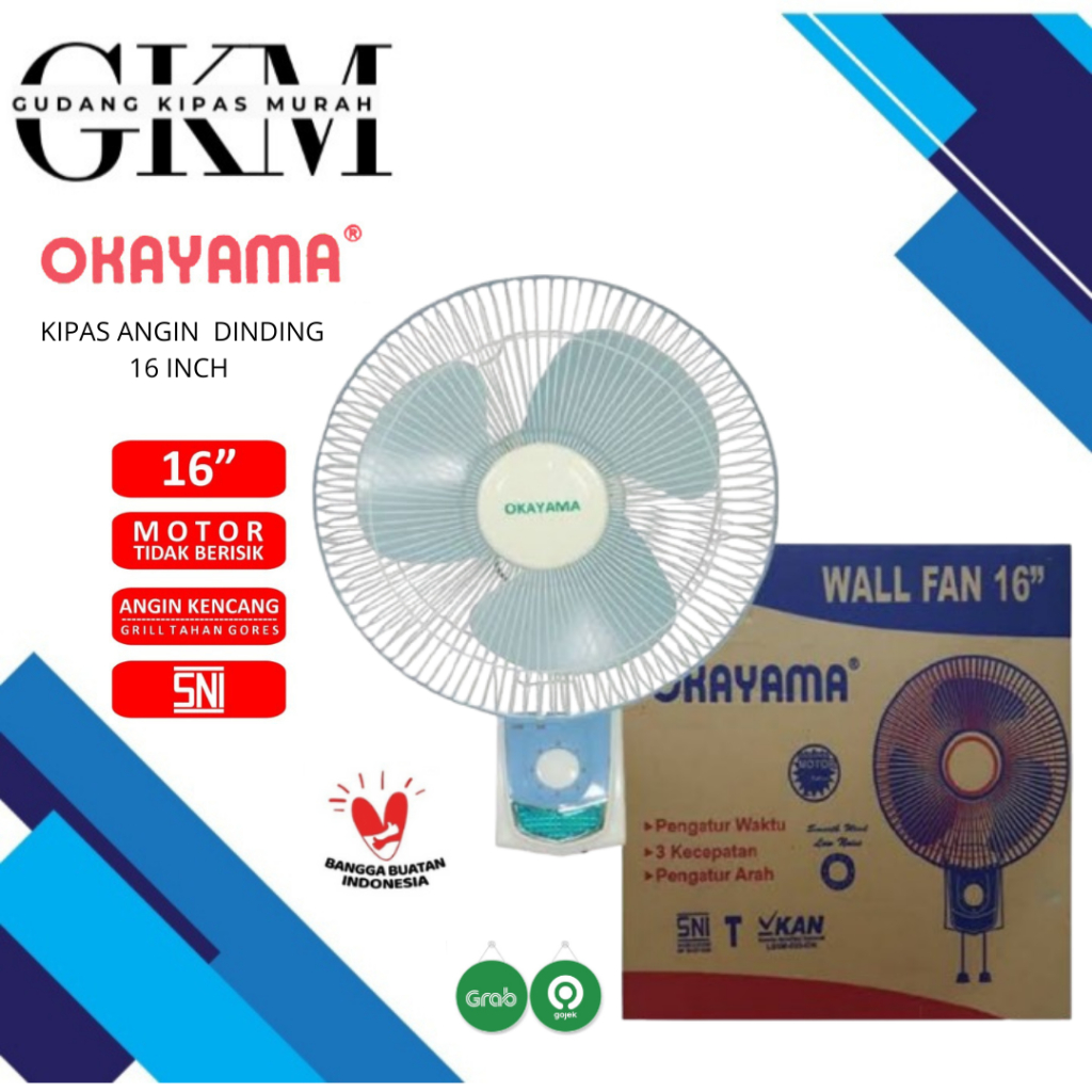 KIPAS ANGIN DINDING OKAYAMA 16 INCH WALL FAN OKAYAMA 16 INCH
