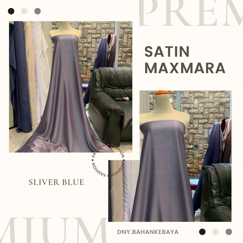 Kain Furing Kebaya Satin Silk Maxmaraa Premium Warna Silver Blue New