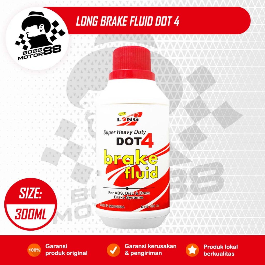 Long Brake Fluid Dot 4 300ML Minyak Rem Motor Mobil Warna Merah Putih Original