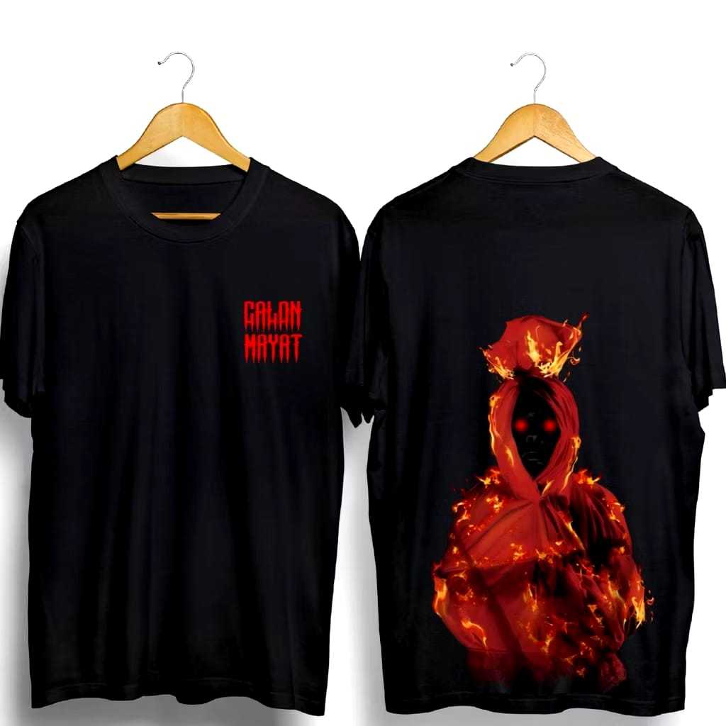 Kaos Pocong Api Mata Merah Calon mayat Ready Baju Dewasa Viral