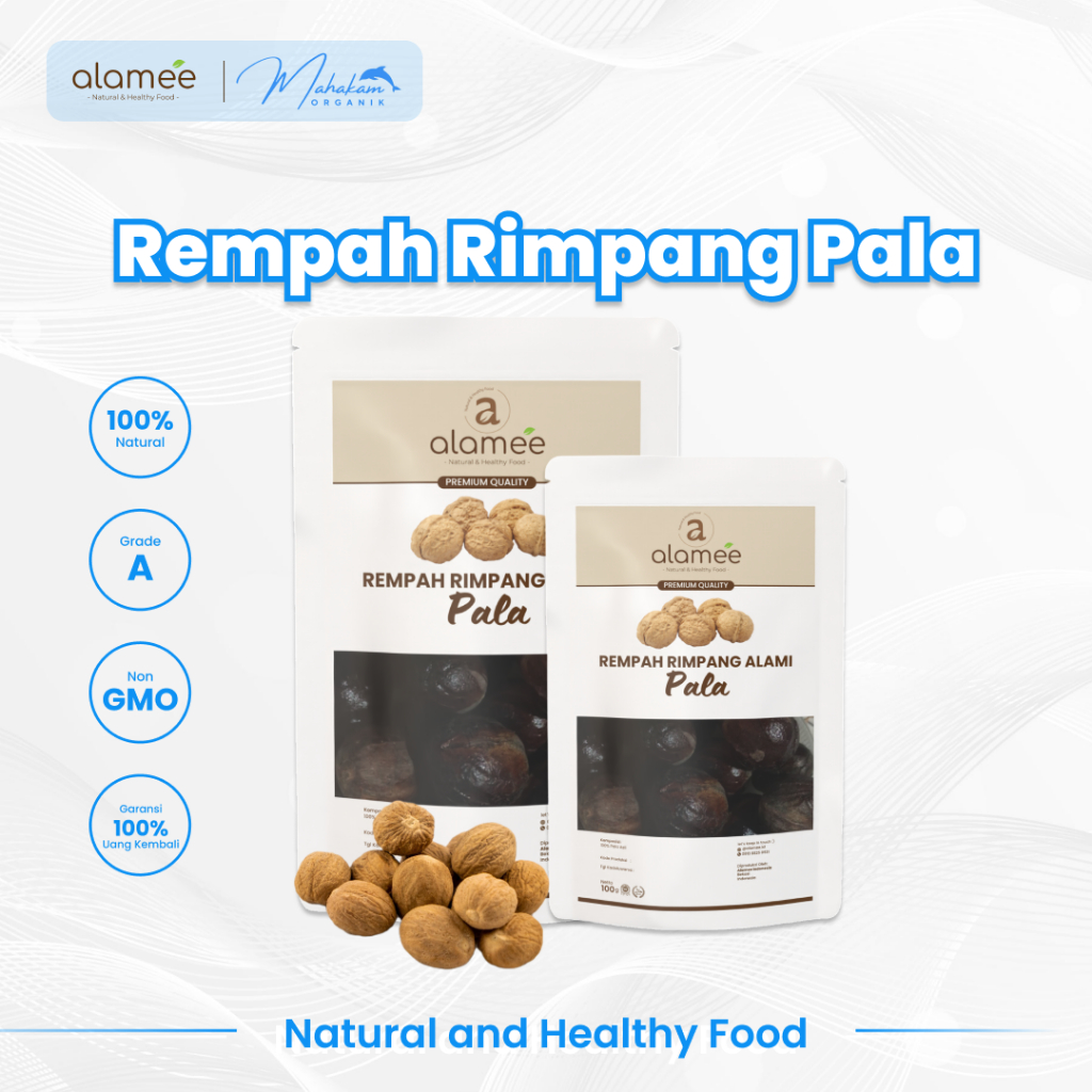 

ALAMEE Pala Biji Utuh Nutmeg Whole Rempah Kering Rimpang Organik Alami Spice