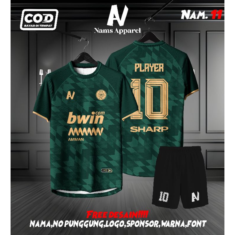 JERSEY FUTSAL / SEPAKBOLA FULL PRINTING HIJAU KEREN BEBAS CUSTOM DESIGN FREE NAMA DAN NOMOR PUNGGUNG