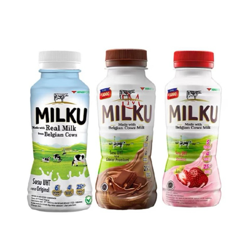 

MILKU STRAWBERRY COKLAT VANILLA ORIGINAL SUSU SAPI SIAP MINUM 200 ML coklat premium stroberi susu steril