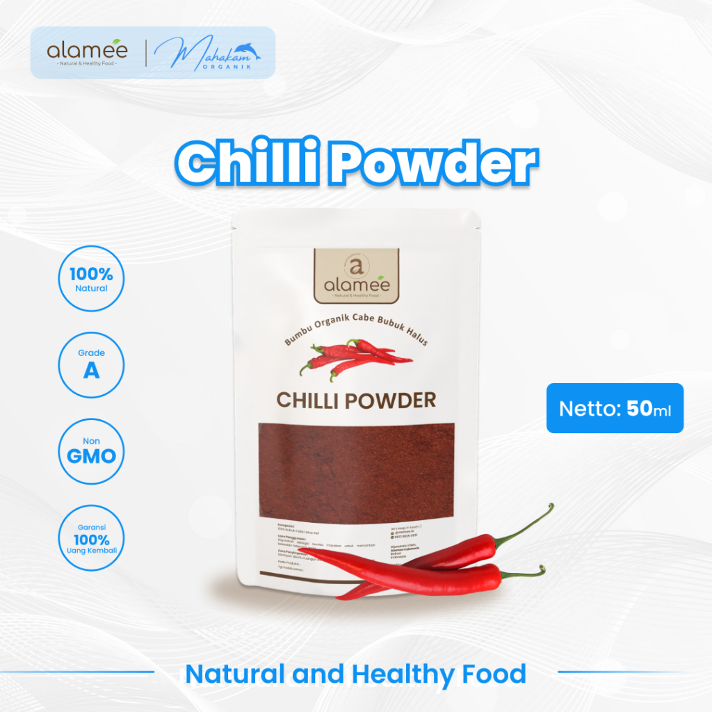 

ALAMEE Cabe Bubuk Halus Chilli Powder Chili Cabai Bumbu Dapur Organik Seasoning 50 Gram