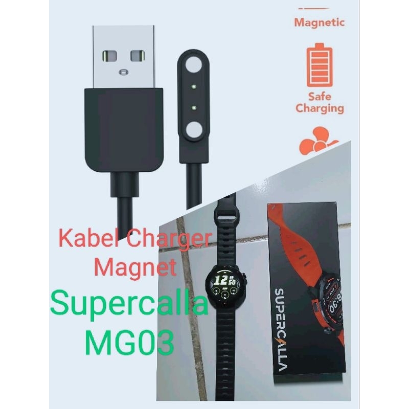 New Supercalla MG03 Smart Watch Kabel Charger Smartwatch Supercalla MG03 GPS Magnetic 2 Pin