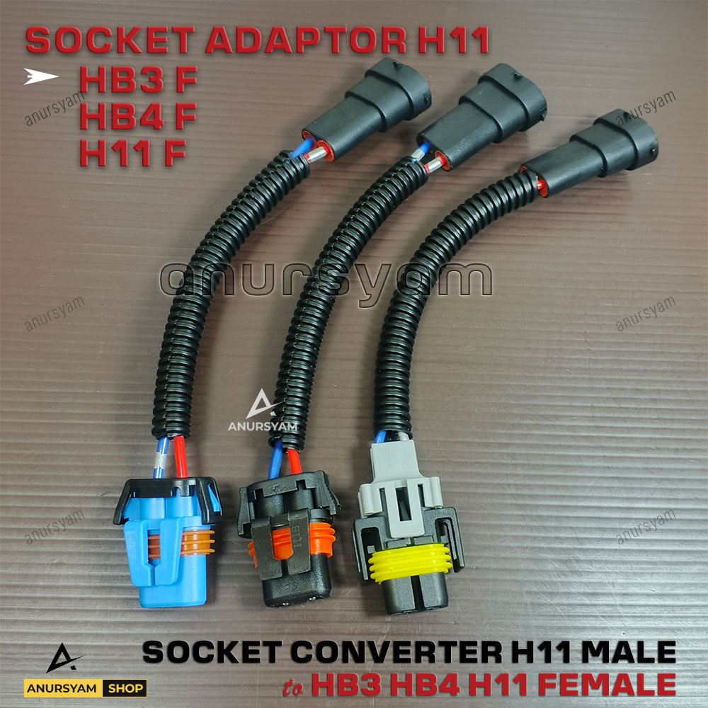 Socket Converter HID LED H11 ke HB3 H11 HB4 H7 - Fitting Konverter Foglamp