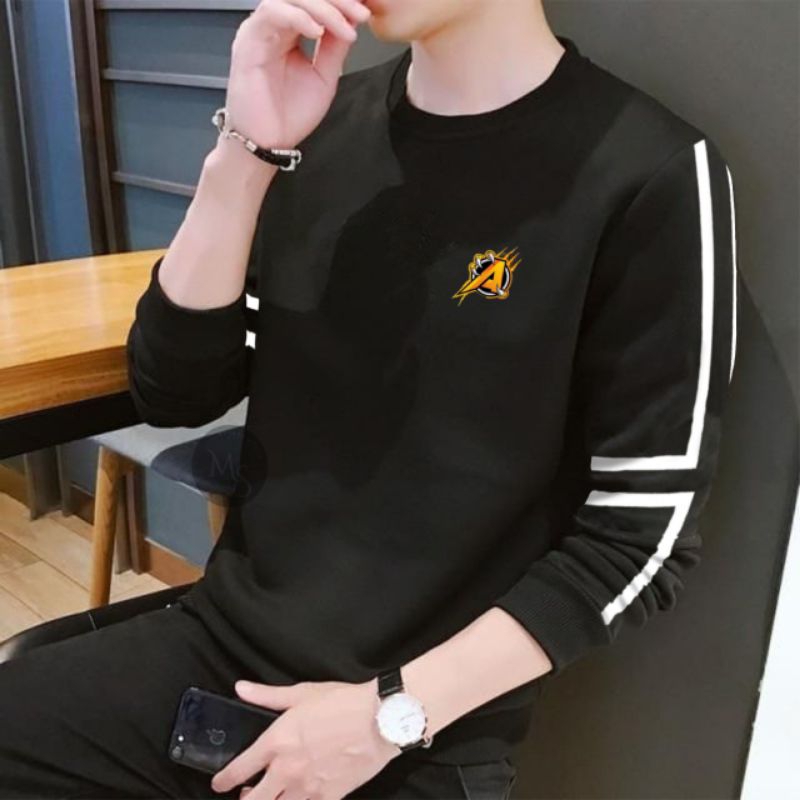 Kaos manset lengan panjang distro32/Kaos kerah resleting pria lengan panjang kaos resleting Kaos ker