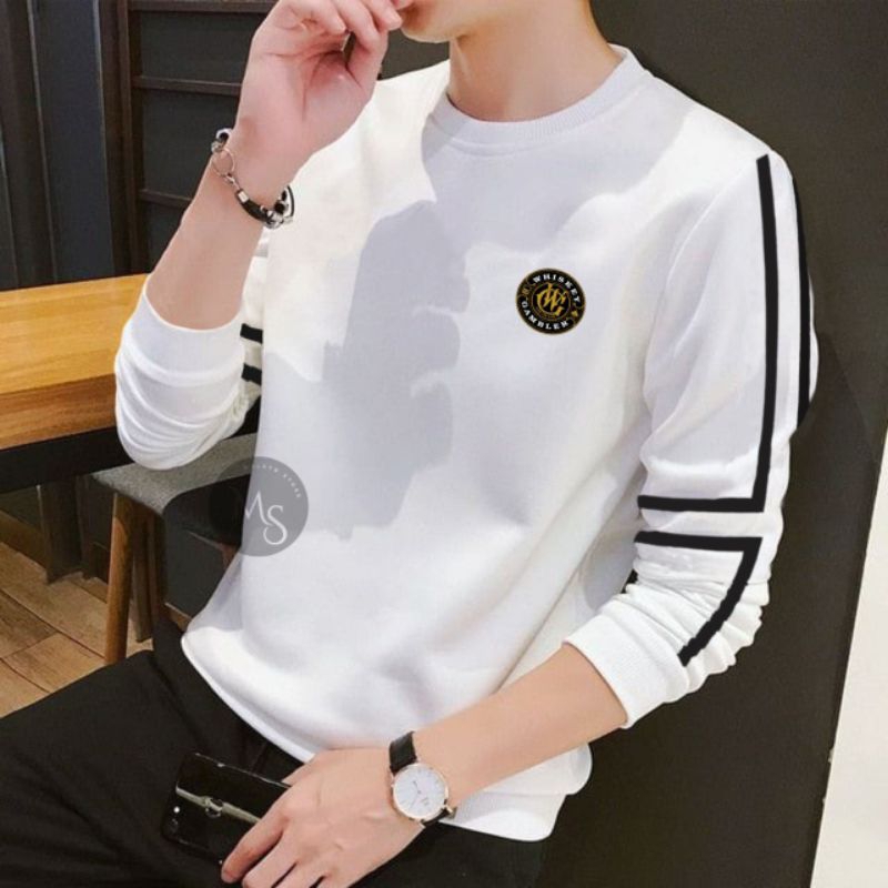 Kaos lengan panjang manset distro31/Kaos kerah resleting pria lengan panjang kaos resleting Kaos ker