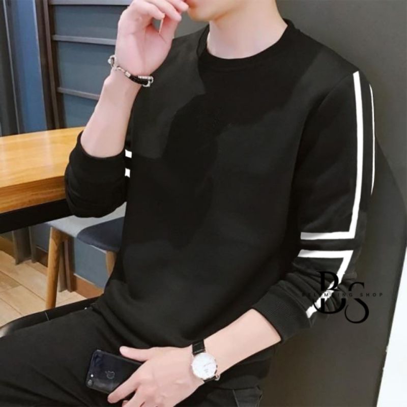 Kaos lengan panjang manset pria distro38/Kaos kerah resleting pria lengan panjang kaos resleting Kao