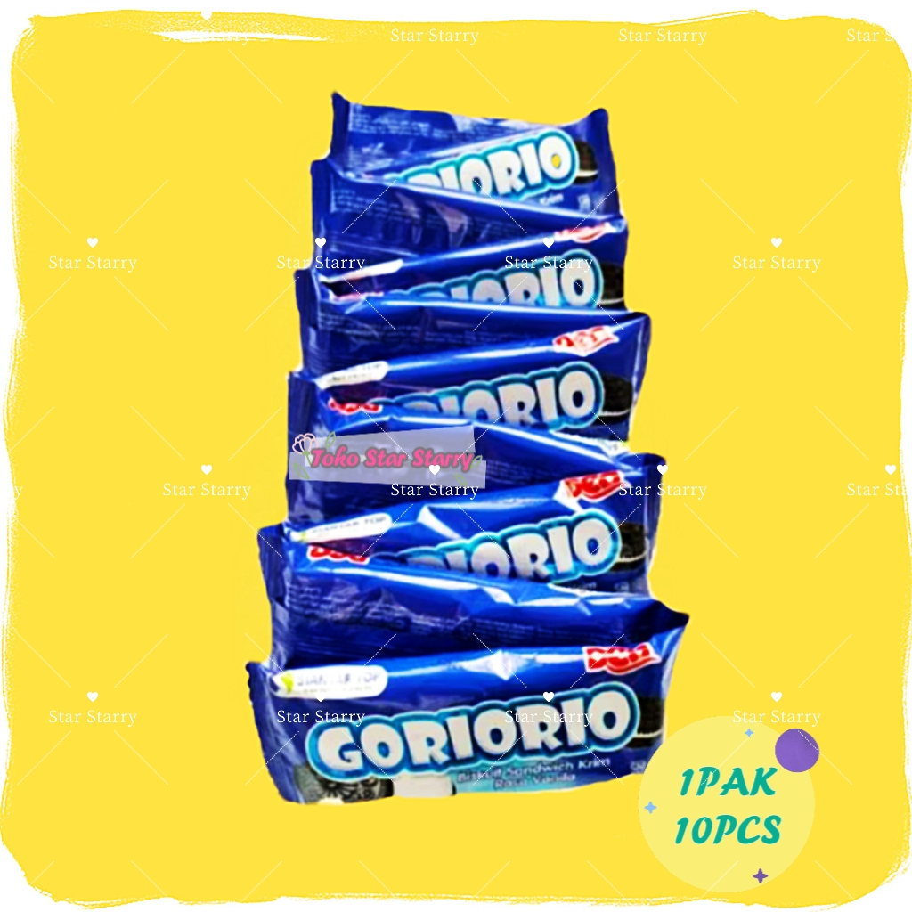 

[Per Renteng] BISKUIT SANDWICH GORIORIO RENCENG ISI 10 PCS - 10 GRAM | GORIORIO SIANTAR TOP RASA COKLAT DAN VANILA Snack Viral Halal MUI