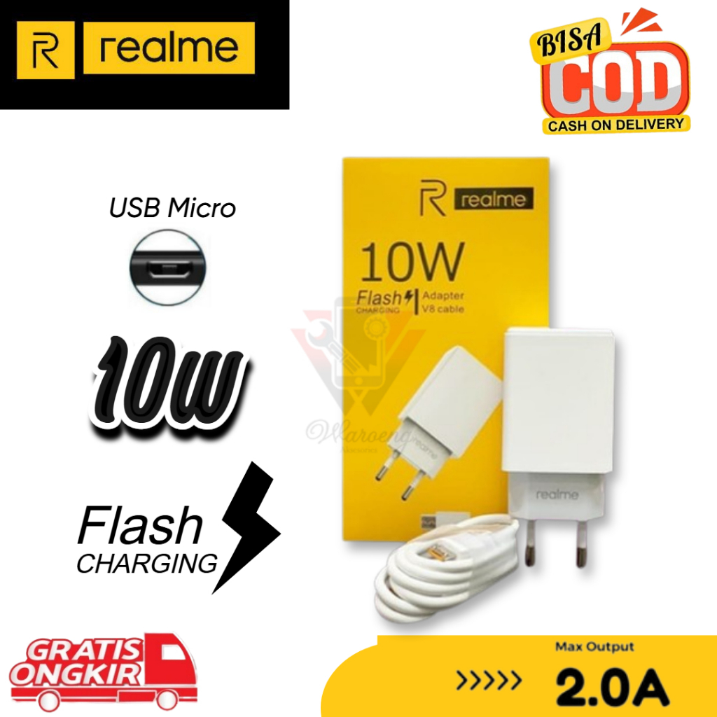 Charger Realme MICRO USB C1 C2 C3 C11 C12 C20 C21 2 PRO 3 5 5i U1 Narzo 50 10W AK933 2A  Original