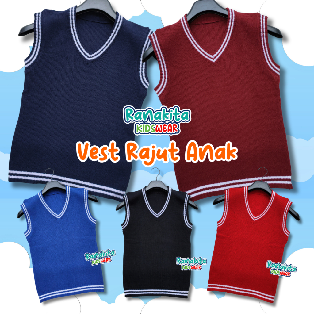 Atasan Baju Anak / Rompi Rajut Vest Korean Style Usia 2-12 Tahun