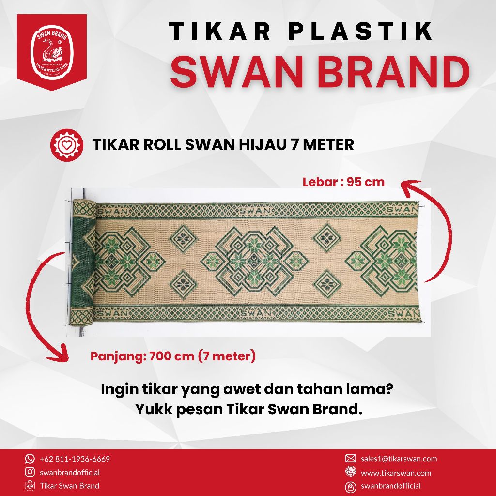 PO Tikar Plastik Swan Brand - Tikar Roll Swan Brand 700 cm x 95 cm