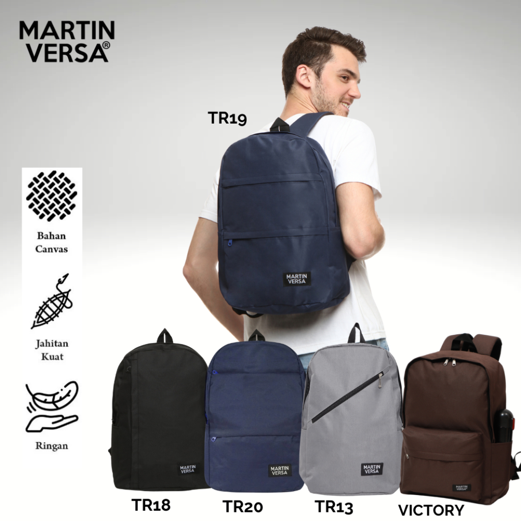 MARTIN VERSA Collection  Tas Ransel Kanvas Pria Wanita Unisex Daily Backpack Canvas