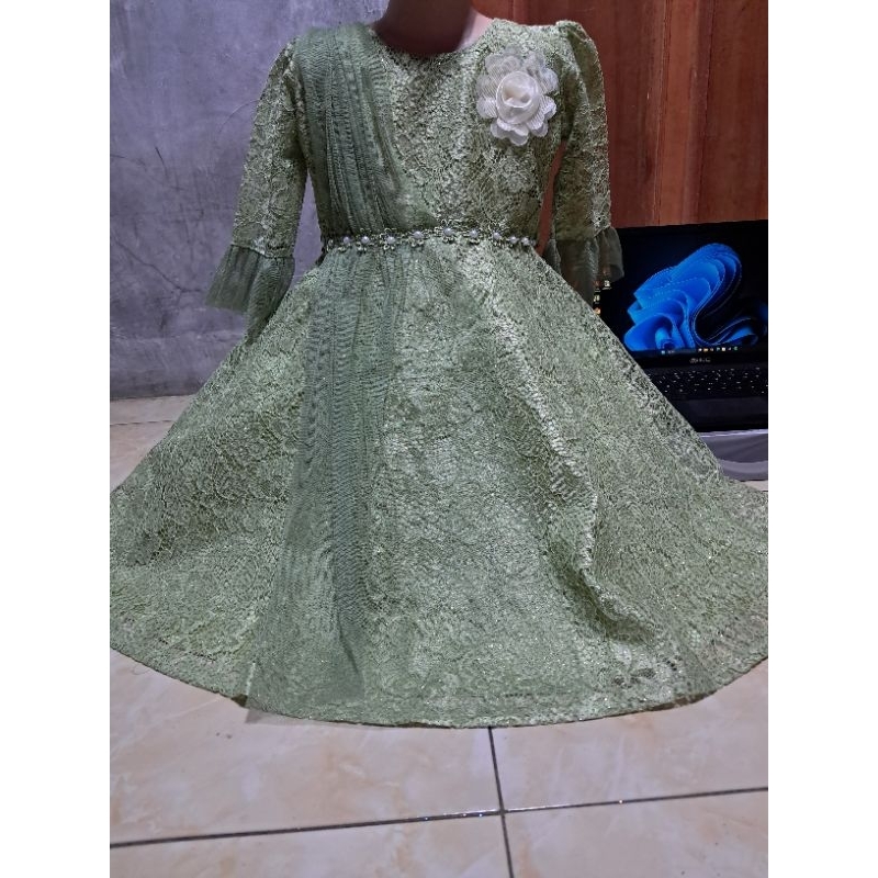GAUN PESTA ANAK LENGAN PANJANG MODEL SLENDANG/GAUN ULANG TAHUN/GAUN PENGANTIN