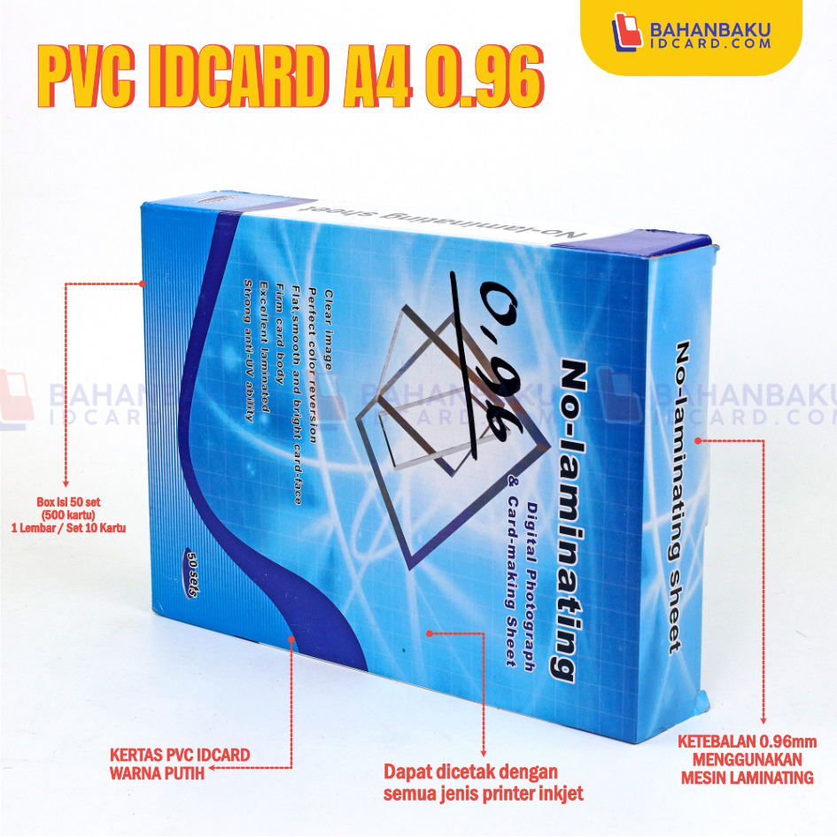 

Rad PVC ID CARD INSTAN 50 Sheets Tebal 0.76mm & 0.96mm PRINT INKJET