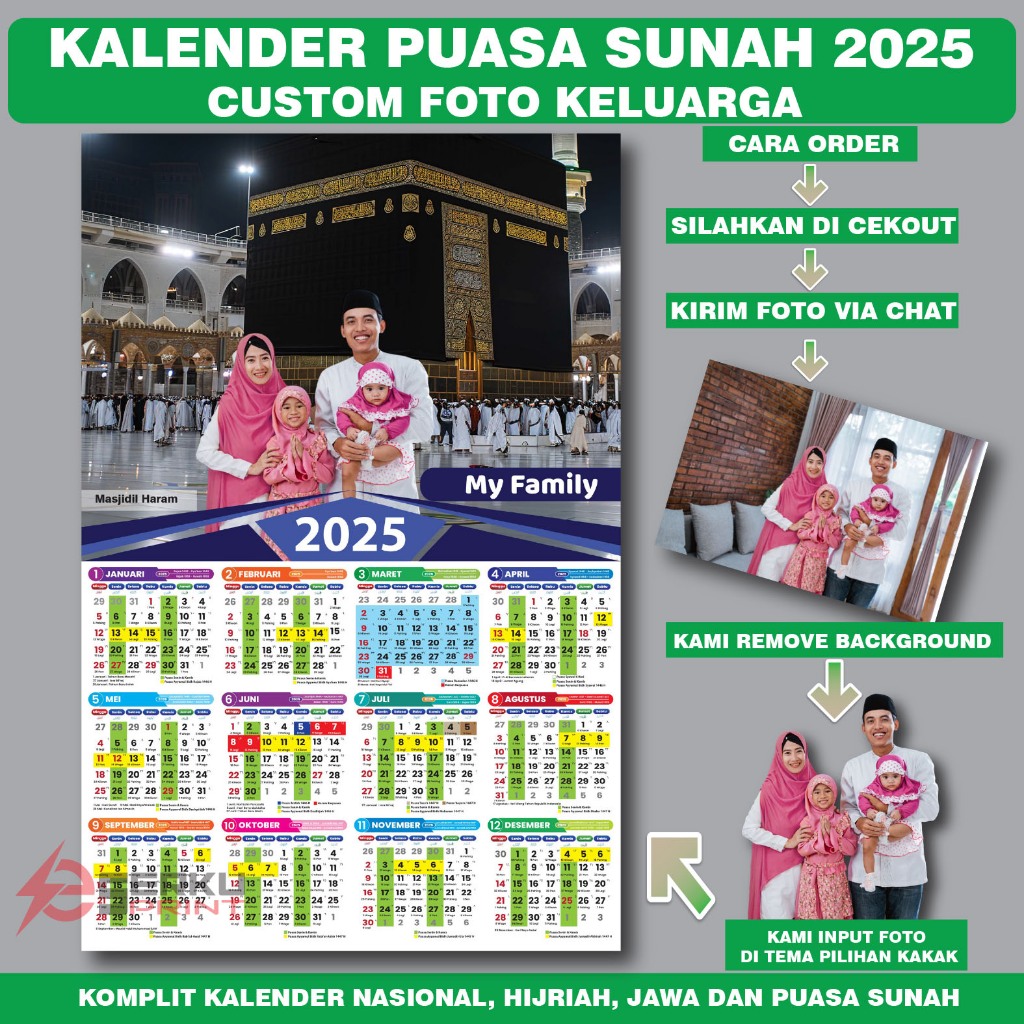 

Kalender Puasa Sunah 2025 custom foto keluarga