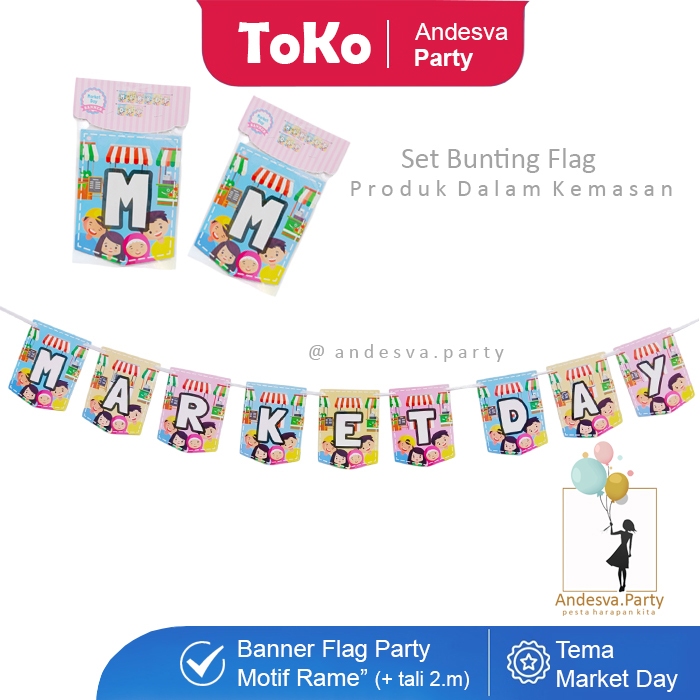 banner market day / bunting flag market day / banner bazar hari belanja market day