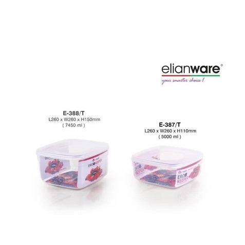 Elianware E-387/T, E-388/T (5000Ml/7450Ml) Eroo Keeper Food Container / WadahTransparan Bening Perse