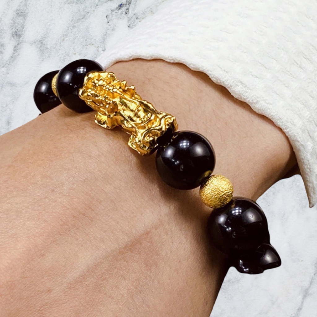 GELANG PIXIU EMAS TITANIUM BATU AKIK MANIK PRIA DAN WANITA UNISEX