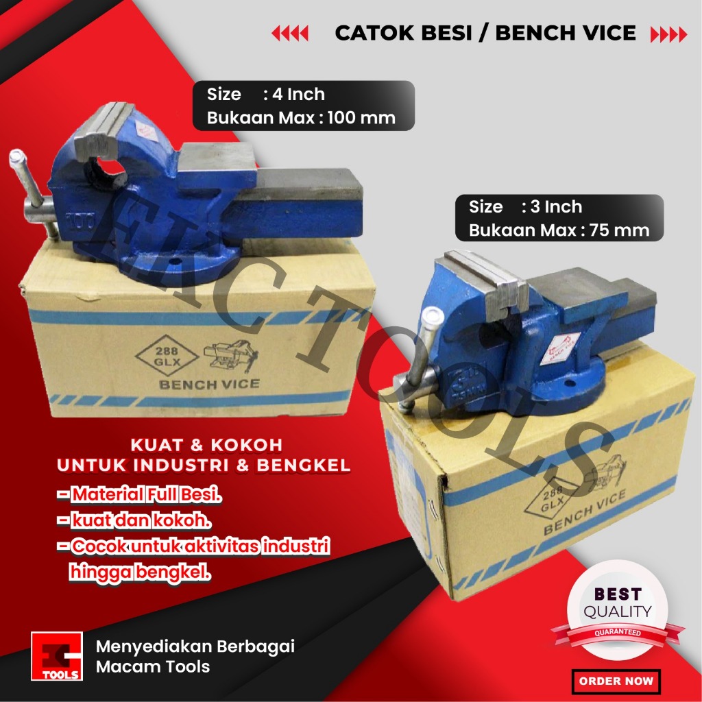 GLX Catok Paron Ragum Besi Bench Vice Vise Alat Jepit 3" 4" Inch