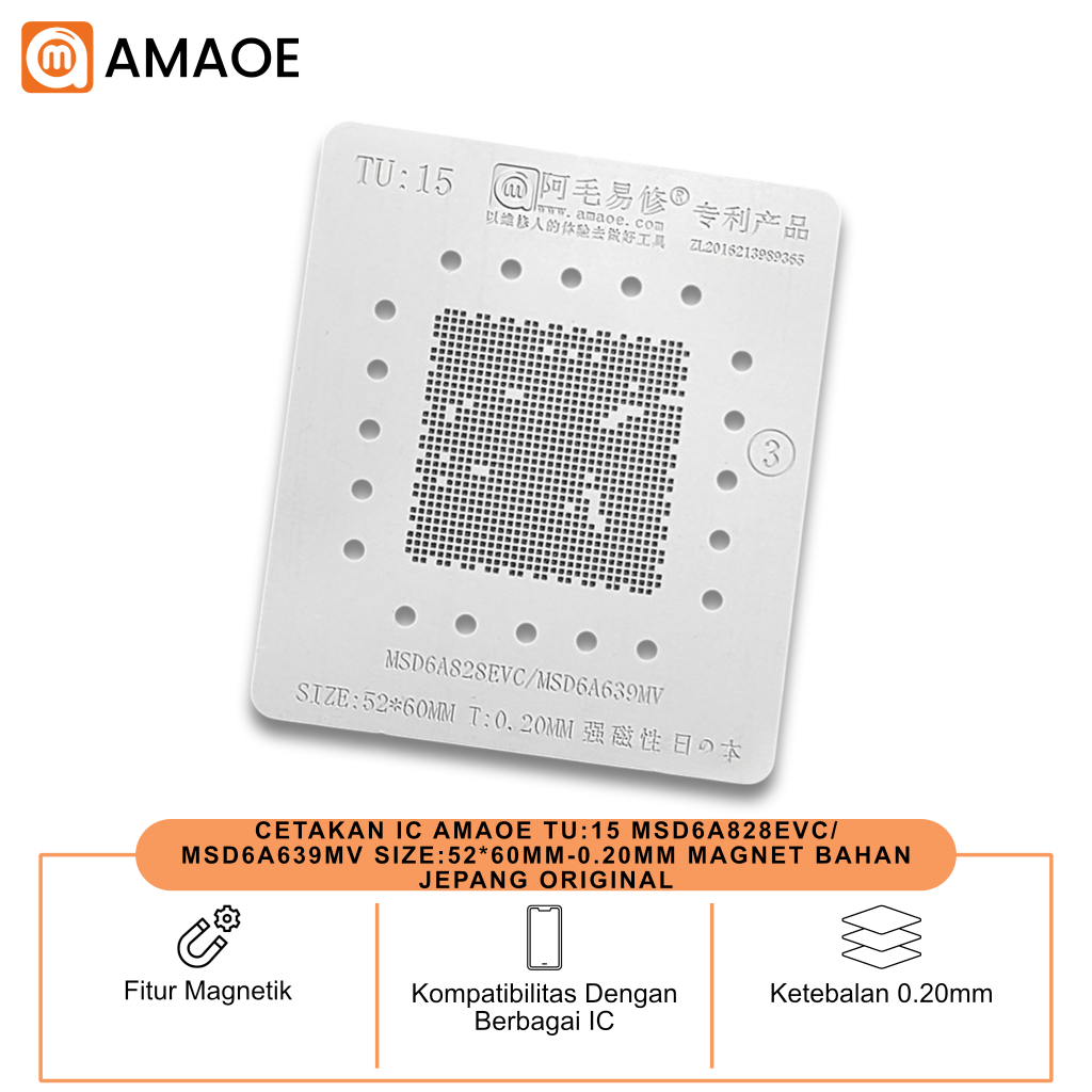 CETAKAN IC AMAOE TU:15 MSD6A828EVC/MSD6A639MV SIZE:52*60MM-0.20MM MAGNET BAHAN JEPANG ORIGINAL