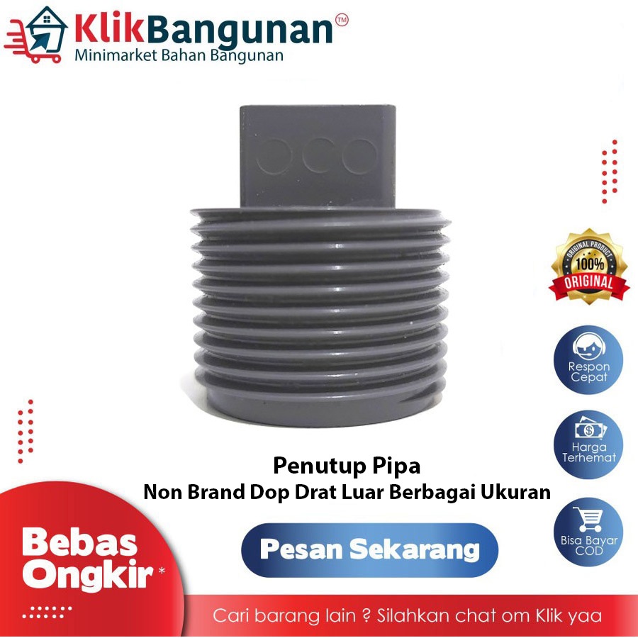 DOP DRAT LUAR BAHAN PVC BERBAGAI UKURAN / TUTUP PIPA DRAT LUAR / PENUTUP PIPA DRAT LUAR / TUTUP DRAT