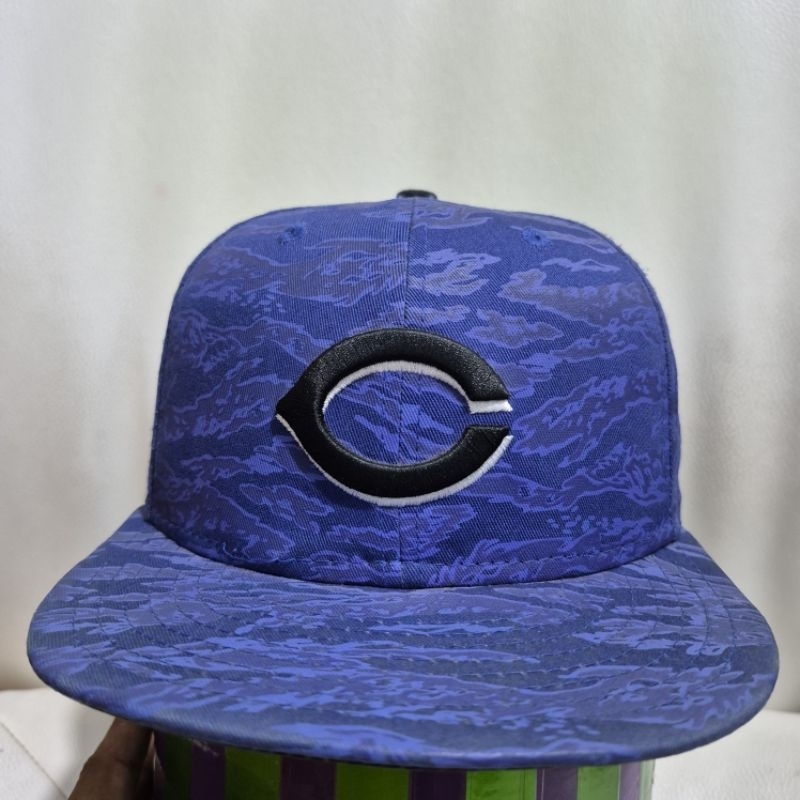 Topi MLB Cincinnati Biru Motif Original