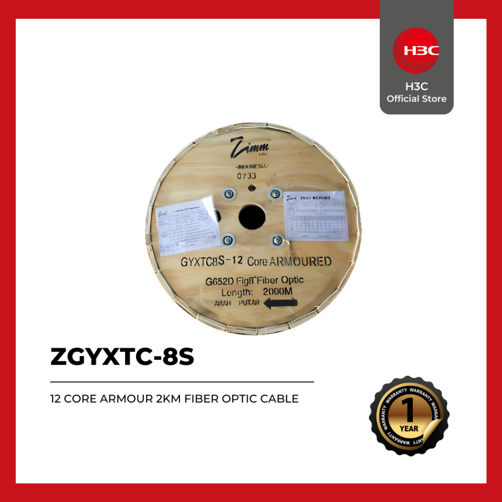 ZIMMLINK ZGYXTC-8S 12 CORE ARMOUR 2KM 2000M OD 6.8 X 11 MM - HDPE KABEL FIBER OPTIK