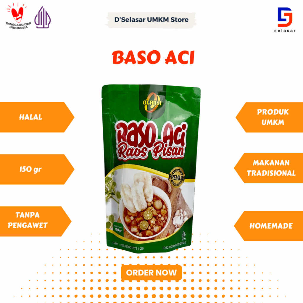 

Olanji Baso Aci Raos Pisan makanan lokal cepat saji dalam kemasan premium