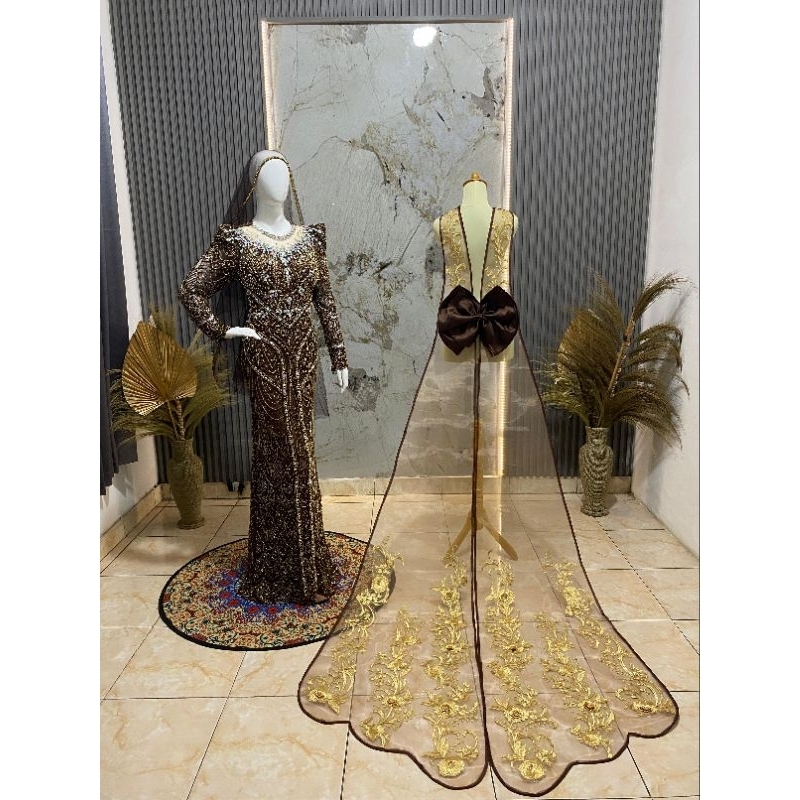 slim dress pengantin + ekor Chongsam