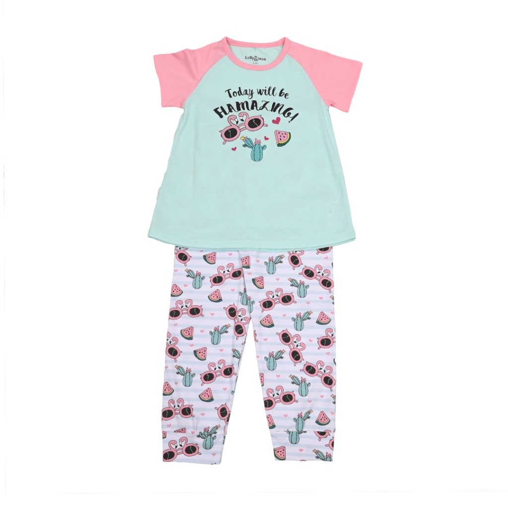 Star (ex Rambla) - Lolly & Noe Baju Tidur Setelan Piyama Anak Perempuan Lengan Pendek Today Will Be 