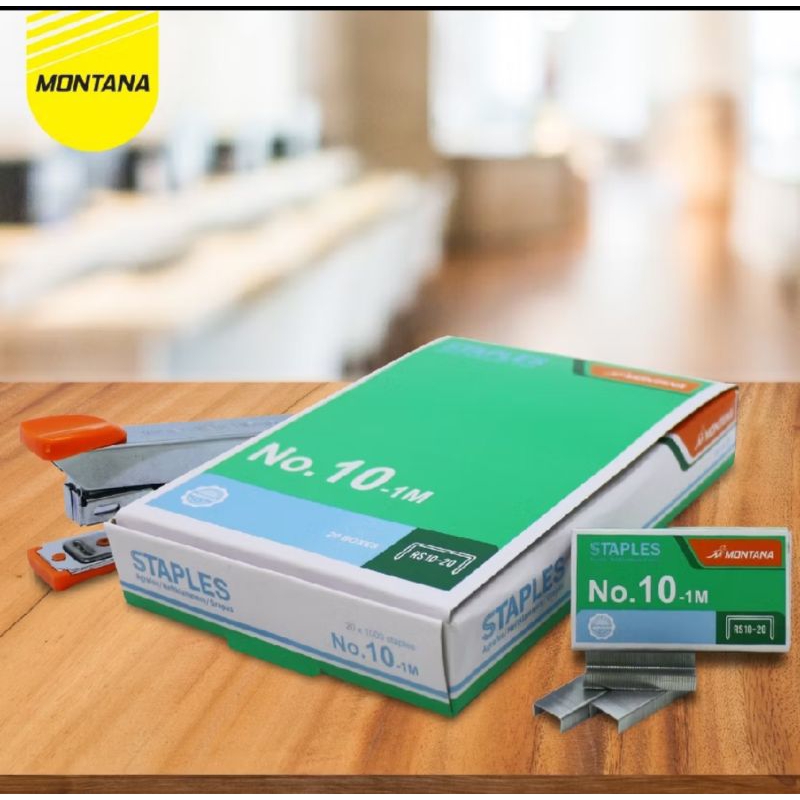 

( 1 box BESAR ) ISI STEPLES NO 10 MONTANA / isi 20 pak kecil