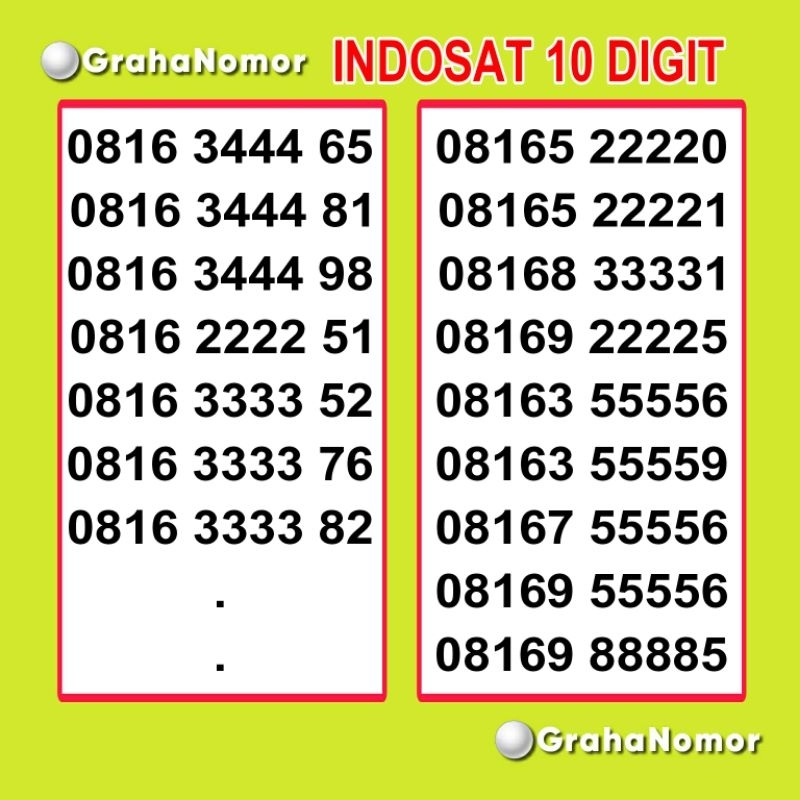 Nomor Cantik Indosat IM3 10 Digit Triple 777 888 999 Kuartet 7777 8888 9999 0000 1111 2222 3333 5555