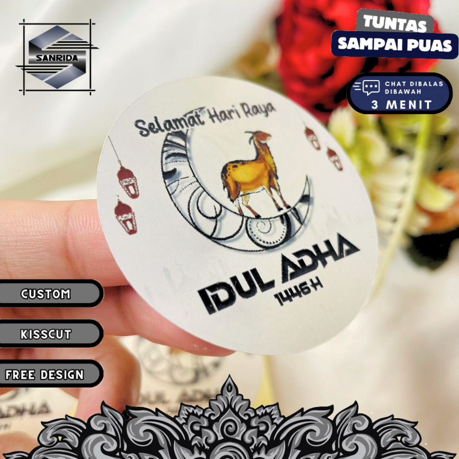 

9-15 Sanrida Sticker Selamat Lebaran Idul Adha Stiker Hampers Eid Adha RamadhanFree Desain Custom