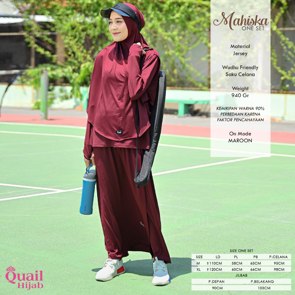 ONE SET OLAHRAGA MAHISKA outfit one set syar'i bahan jersey by Quail Hijab Ori Murah