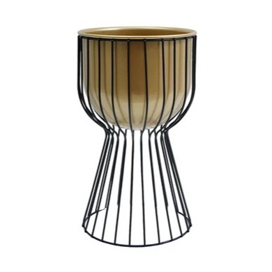 Informa 34.5 CM Pot Bunga Estetik Dengan Stand  Warna Gold/hitam