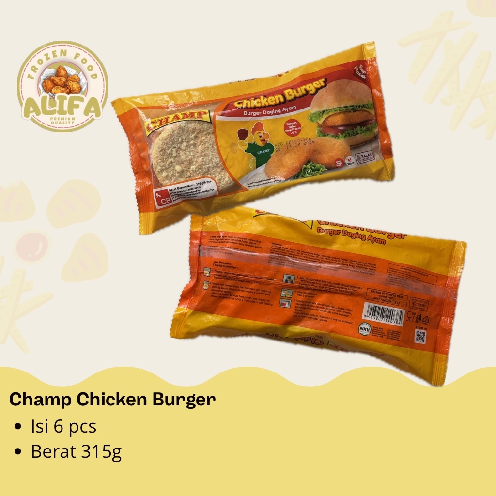 

Champ Chicken Burger Isi 6pcs Berat 315g