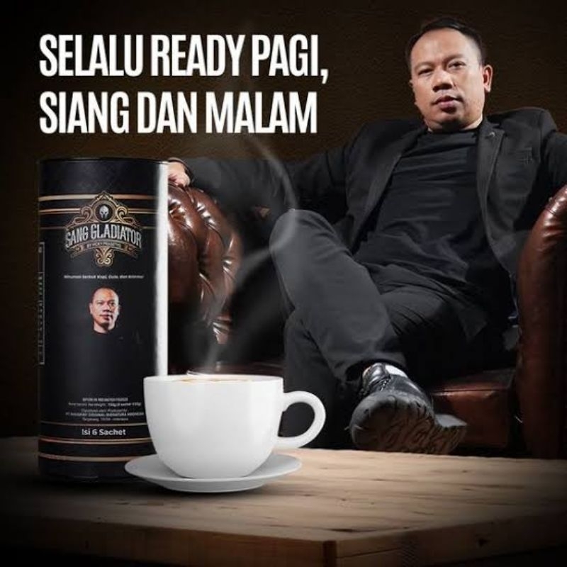 

Sang Gladiator by Vicky Prasetyo Kopi Pilihan Pria - Halal & BPOM - 1 Pack isi 6 sachet