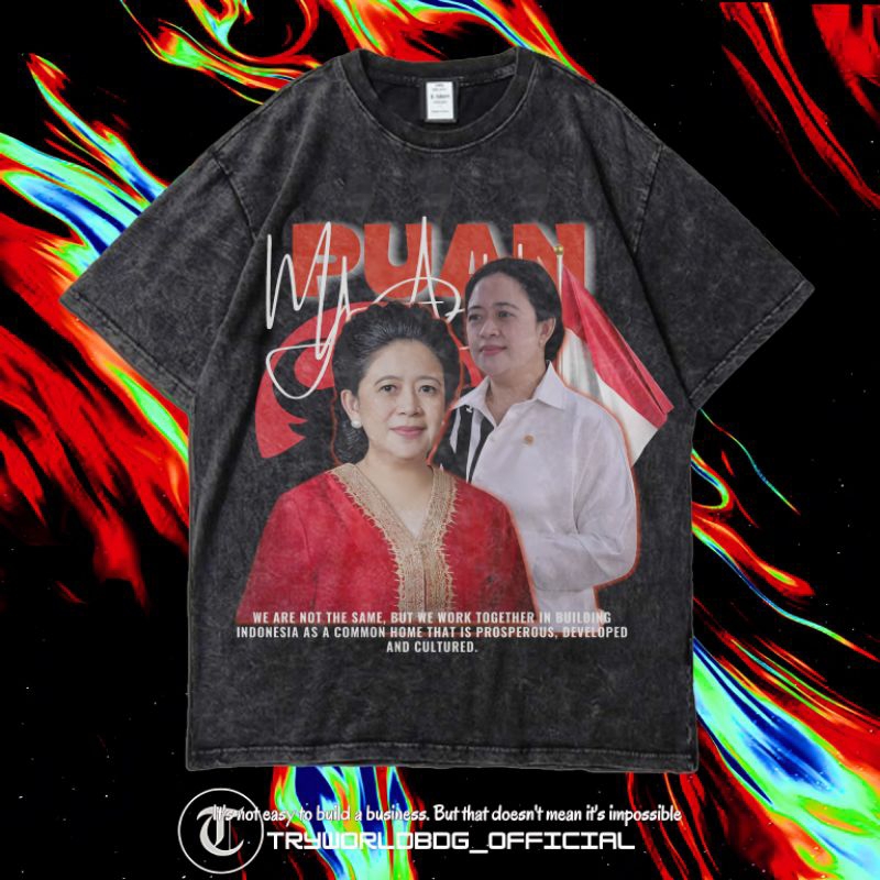 TRYWORLDBDG OFFICIAL "PUAN MAHARANI" KAOS OVERSIZED | KAOS WASHED | STONE WASH | OVERSIZED T SHIRT |