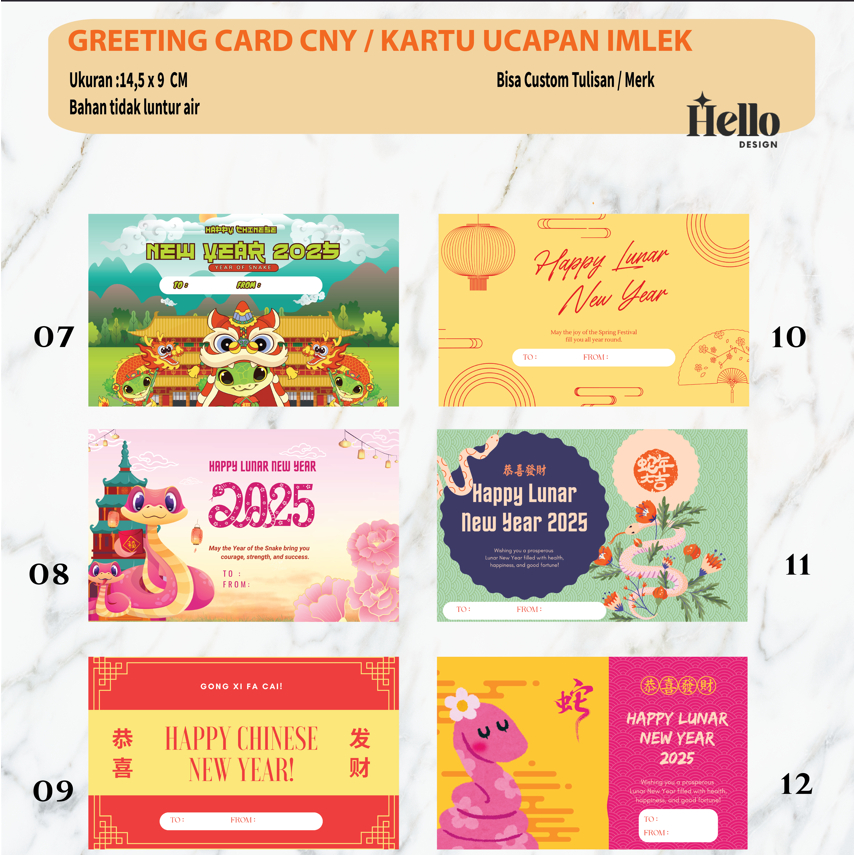 (FREE CUSTOM)  Greeting Card Imlek CNY Kartu Ucapan Chinese New Year Gift Card
