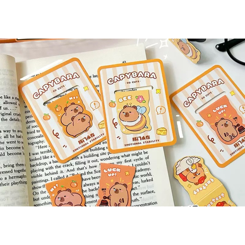 

PURPLE BM001 1Pcs CARTOON CAPYBARA MAGNETIC BOOKMARK Paper Clip Rabbit Penjepit Buku Stationery Book Capybara capibara masbro popmart