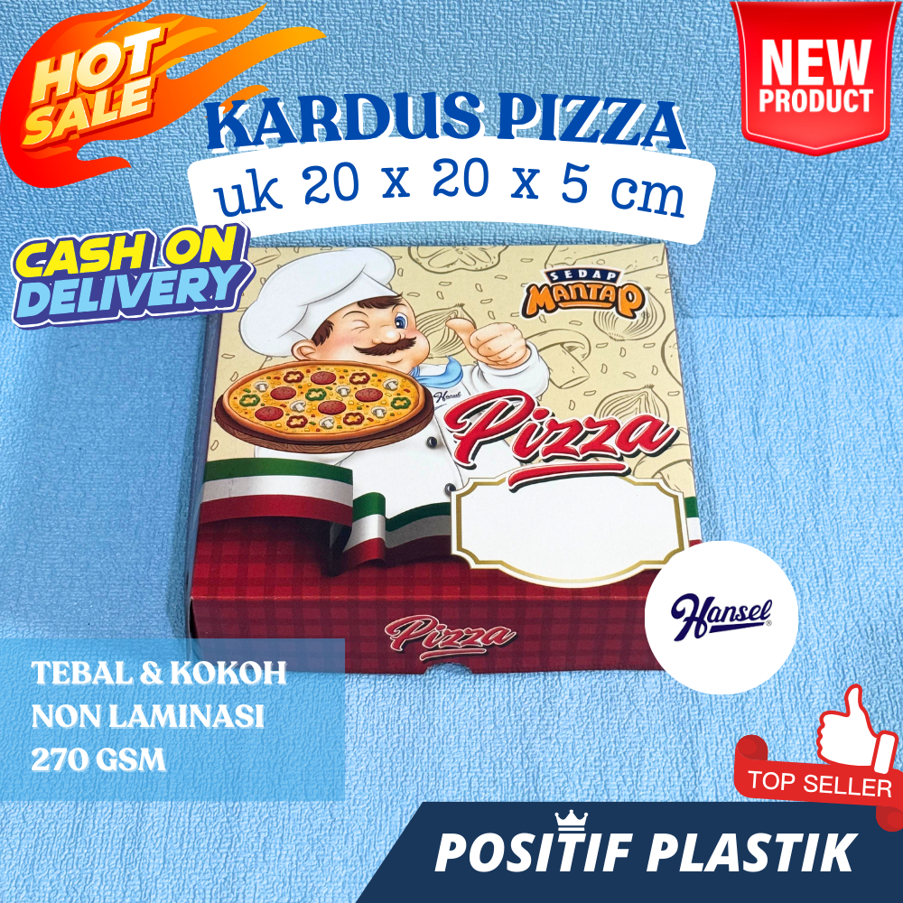 

[ECERAN] Hanzel Kardus Pizza / Dus Pizza - 20x20cm - Tebal Kokoh Glossy - Box Pizza - Kardus Makanan