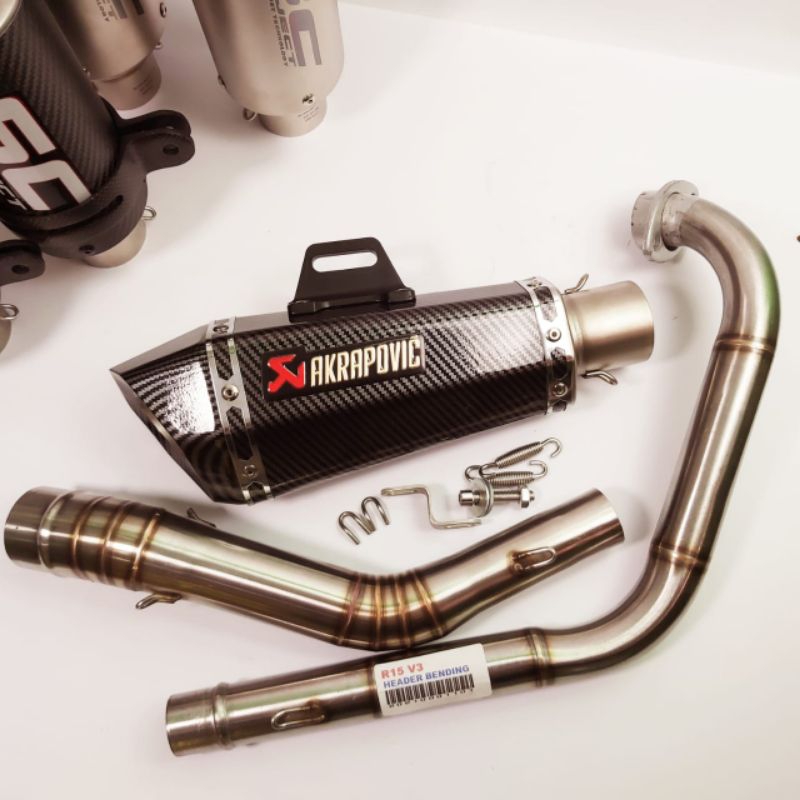 Knalpot import taiwan Akrapovic conical carbon Full system CBR 150 OLD Facelift CB150 R15 Vixion Son