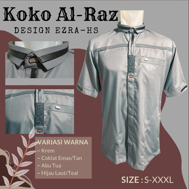 BAJU KOKO ALRAZ PENDEK PRIA MODERN KATUN HIGH QUALITY LENGAN PENDEK TERBARU