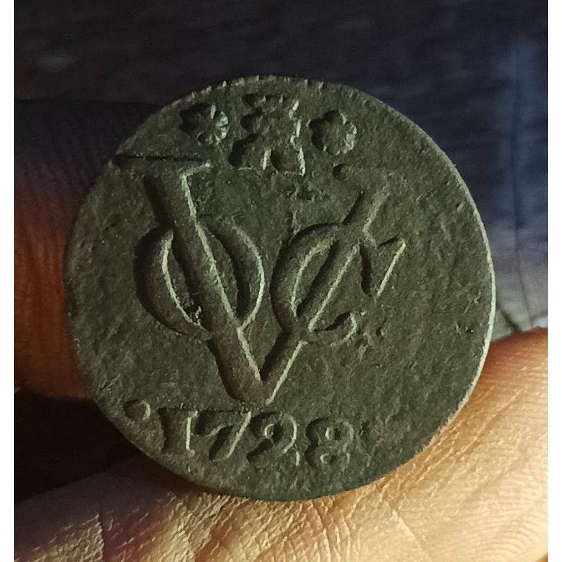 koin kuno voc 1 duit Luctor 1728